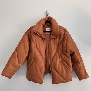 Abercrombie & Fitch Oversized Vegan Leather Diamond Puffer